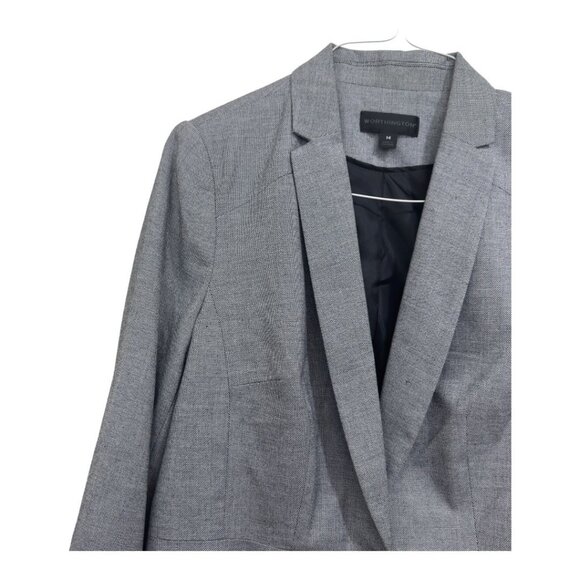 WORTHINGTON Women SZ 14 Gray One Button Front Career Suit Jacket Business Casua - Picture 9 of 13